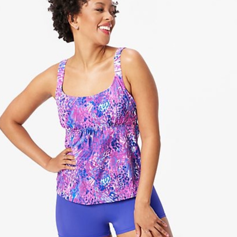 Kim Gravel Purple Animal Print Women's Swim Top and Shorts